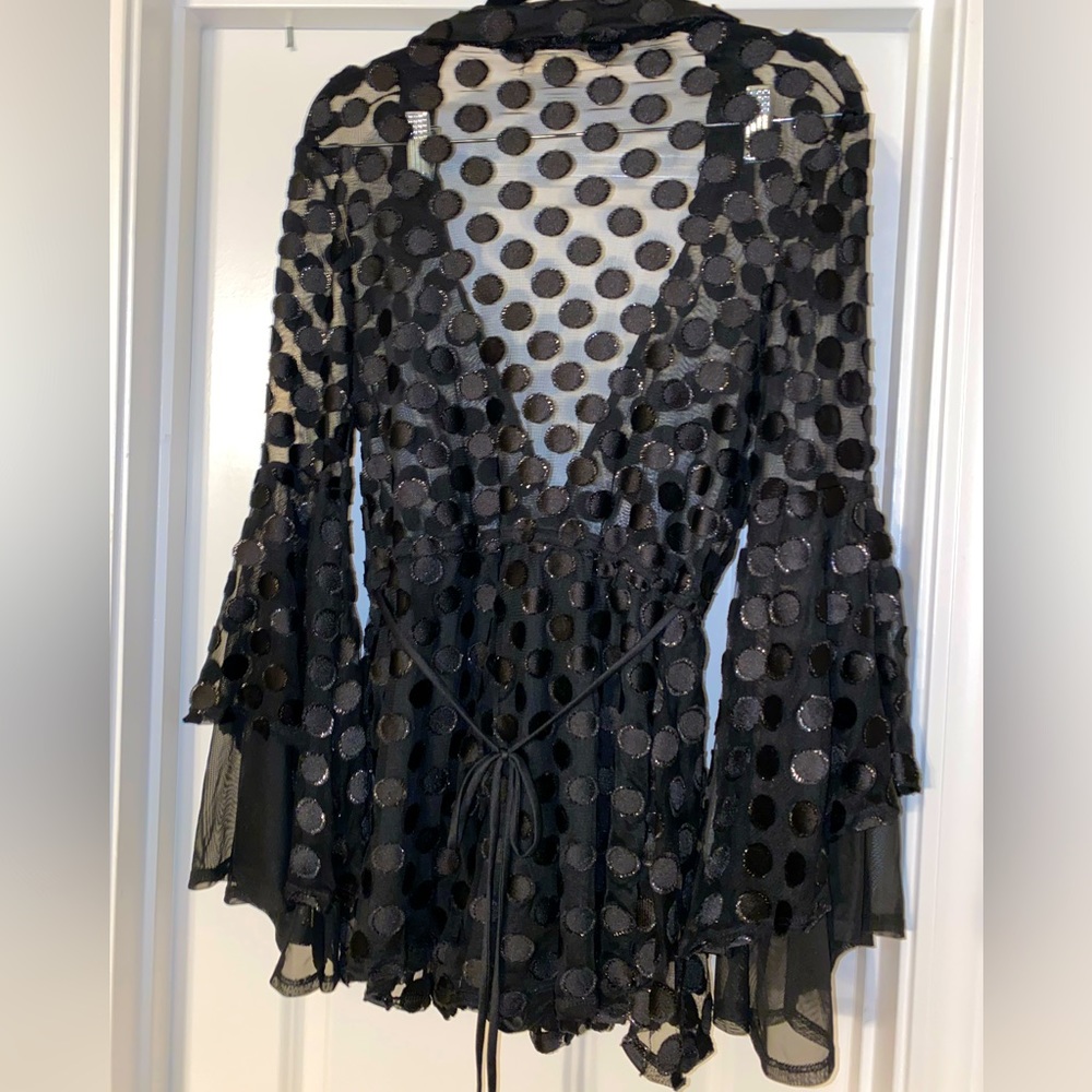 Mesh Black Polka Dot Romper in Size Large